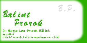 balint prorok business card