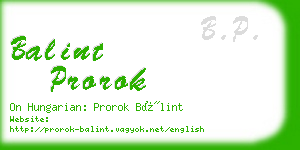 balint prorok business card